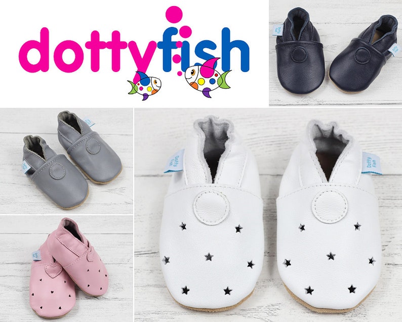 Dotty Fish Soft Leather Baby Shoes. Toddler Shoes. Non-Slip.