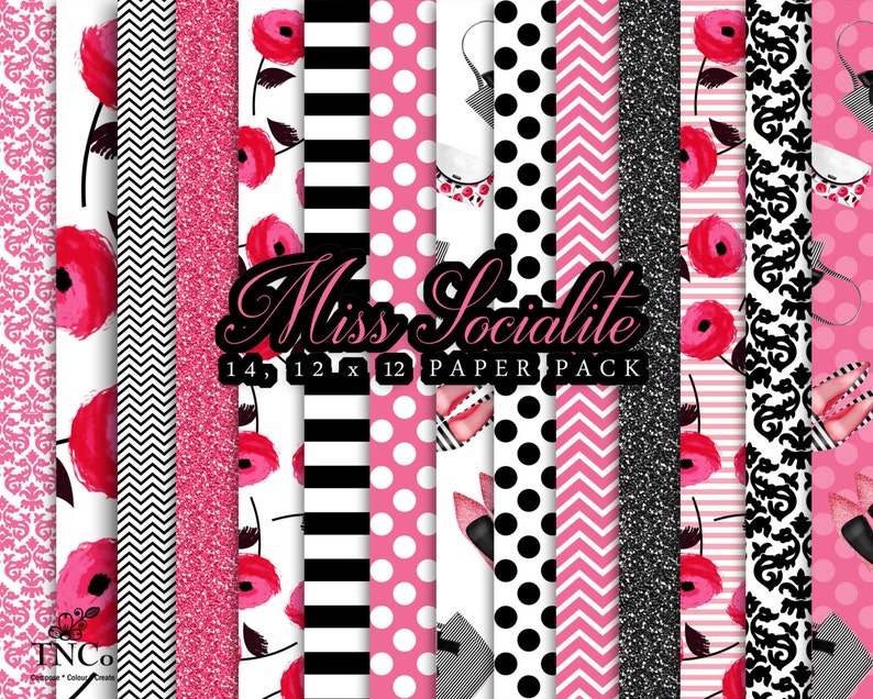 Floral digital paper  chevron paper  pink digital paper