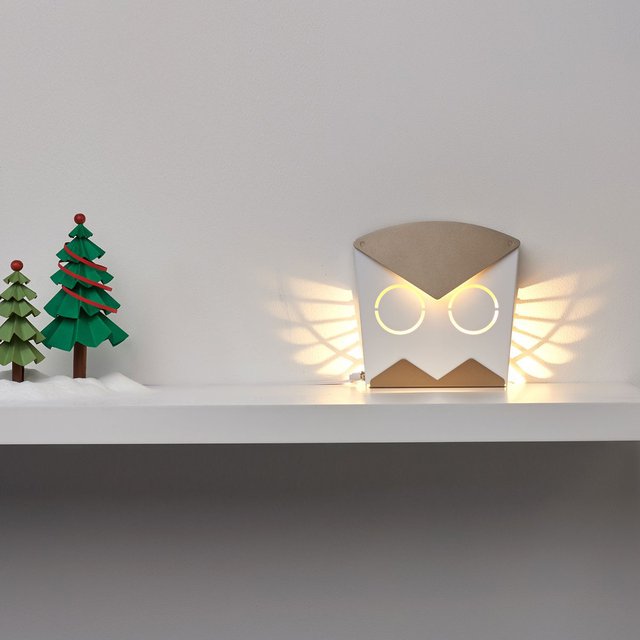 Gold LED Aluminum Owl Light Fixture