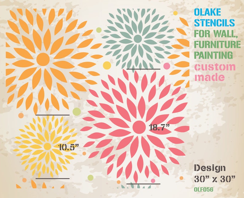 OLF056 Flower Large Wall Stencil pattern reusable for DIY