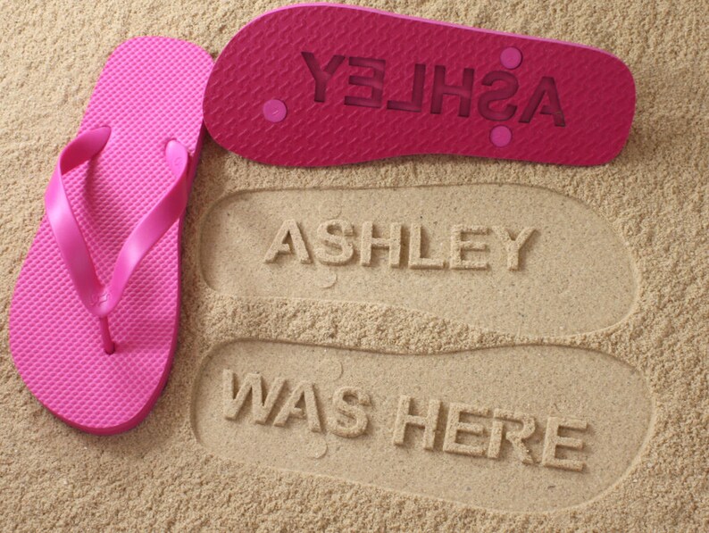 Personalized Flip Flops sand imprint   Click or Scroll