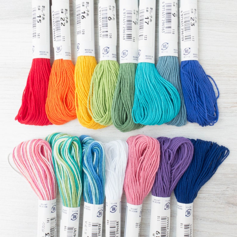 Sashiko Thread Set  15 Color Skeins of Cotton Japanese