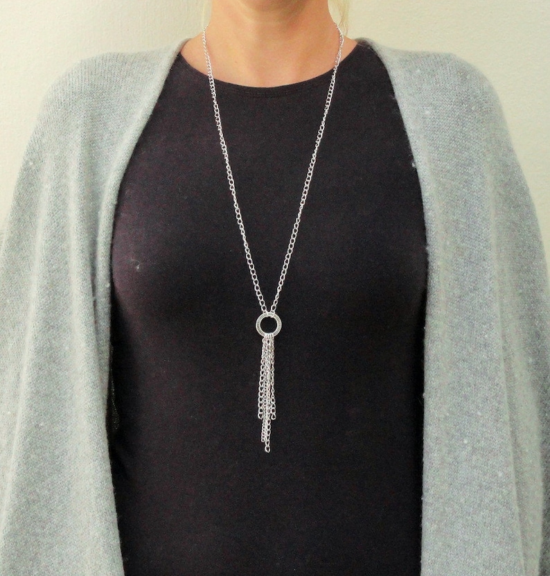 Silver Tassel Necklace Silver Chain Tassel Necklace Ring