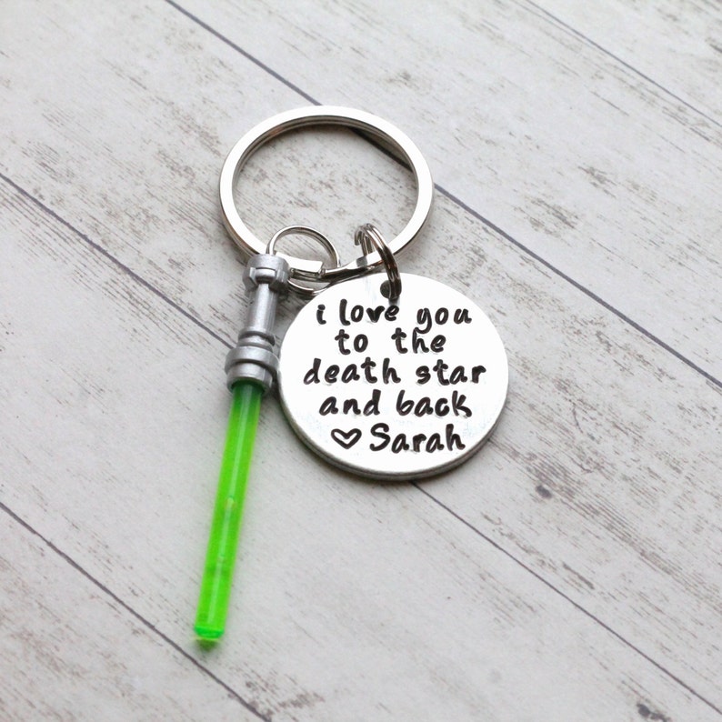 I Love You to the Death Star and Back Hand Stamped Keychain