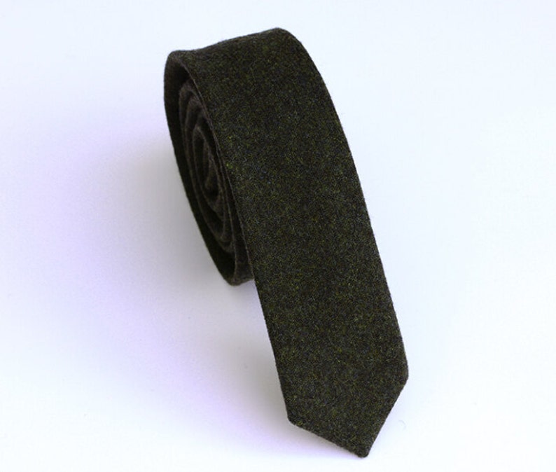 Army Green Wool Neckties.Dark Green Wool Tie.Mens Ties.Olive