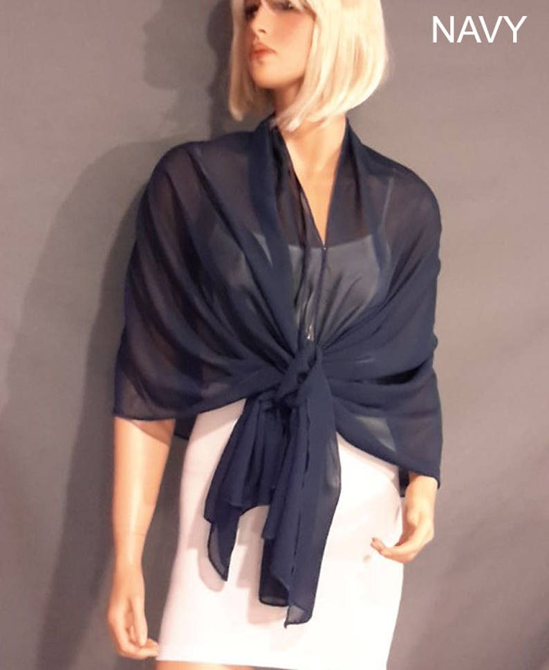 Chiffon pull thru wrap wedding shawl scarf sheer cover up long