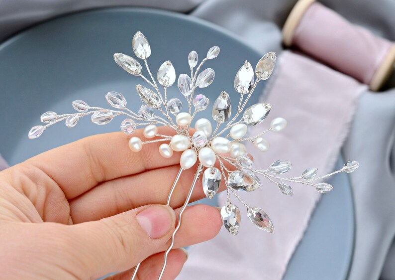 Crystal Hair Pin Wedding Hair pin Bridal hair pin Pearl