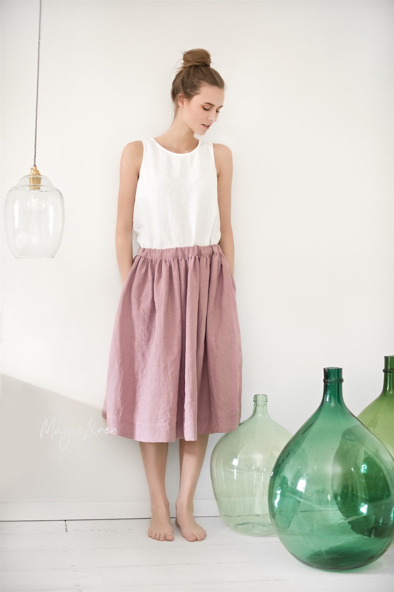 Linen skirt DENIA. Various colors available. Knee-length linen
