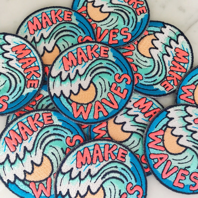 Make Waves Patch   Iron On Embroidered Patches   Wildflower