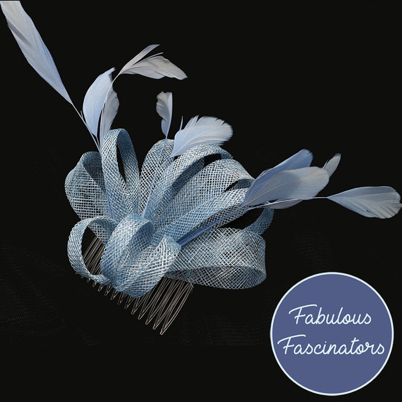 Pale Blue Fascinator Hair Clip Comb Wedding Hat Derby Hat