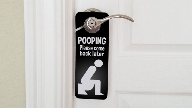 Pooping Please Come Back Later Doorknob Sign
