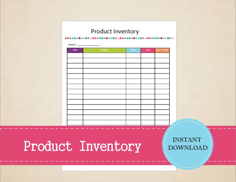 Product Inventory  Business Planner  Printable and Editable