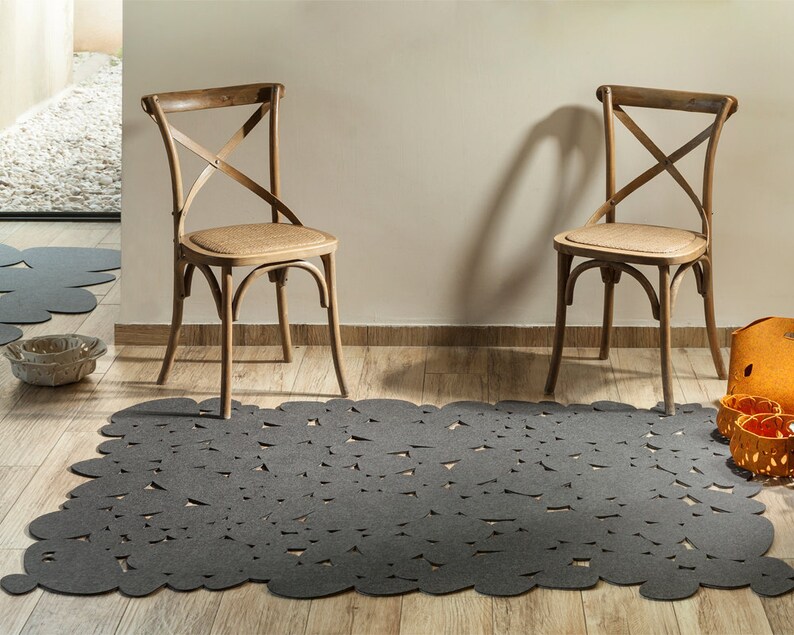 Rectangle contemporary Scandinavian wool felt bedroom carpet