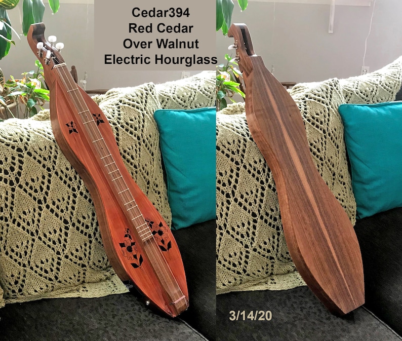 Red Cedar over Walnut 4-string Hour-glass Mountain Dulcimer.