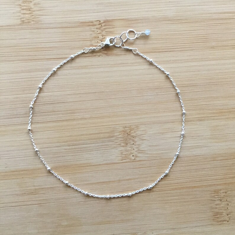 Sterling Silver Anklet Simple Silver Anklet Satellite Chain