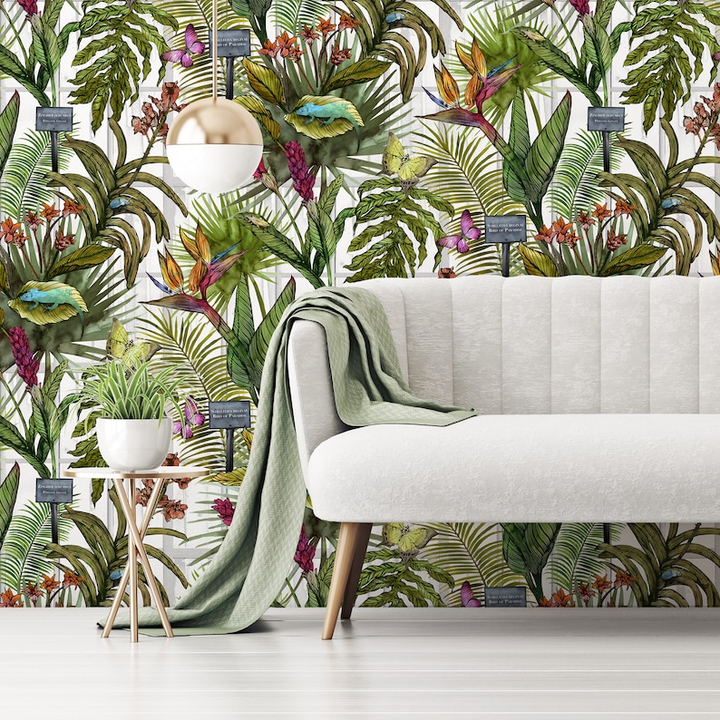 Tropical Glasshouse Wallpaper  Botanical Pattern with Palms