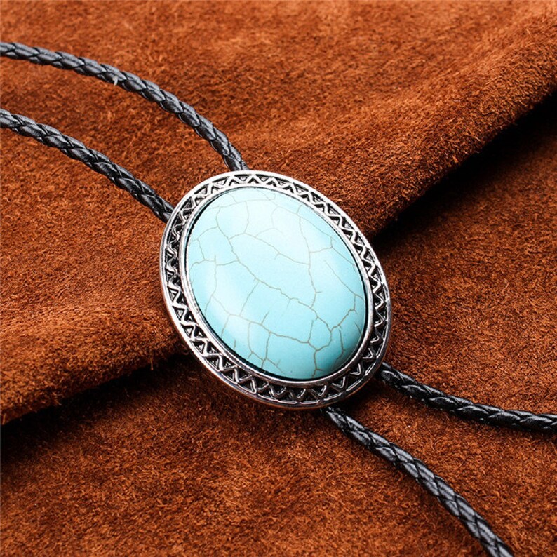 Turquoise Bola Bolo Tie Wedding Necklace for Men Women