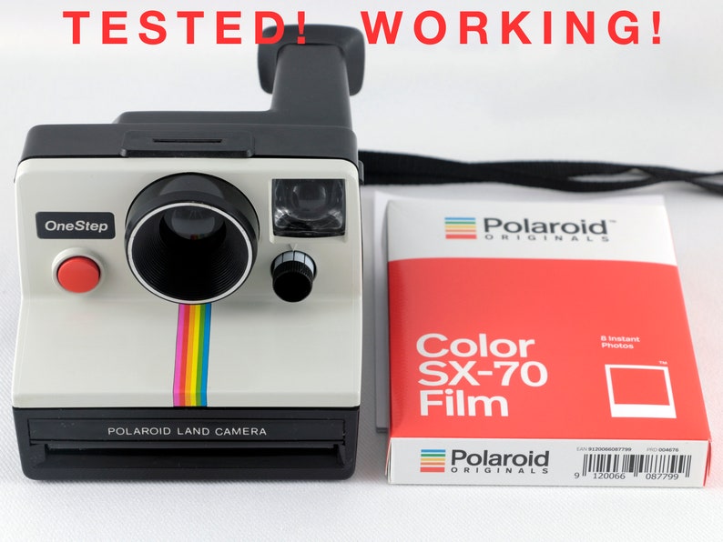 Vintage Polaroid OneStep SX-70 White Rainbow Stripe Instant