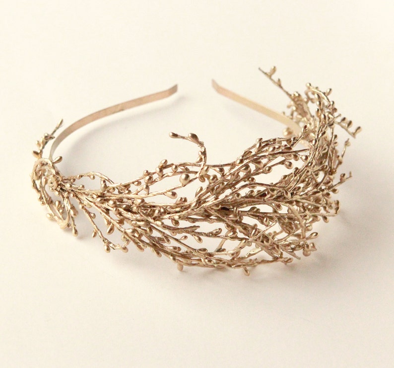 Wired bridal headband GOLD or SILVER wedding headpiece Gold