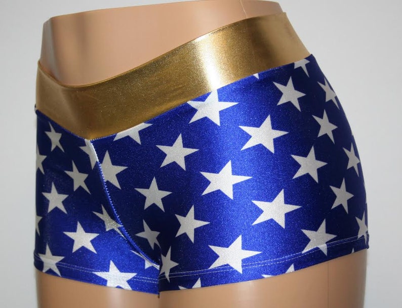 Wonder Woman Booty Shorts.  Choose Mid Rise or High Waist.