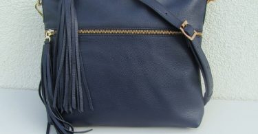 Dark blue leather bag for women Leather tassel purse Custom