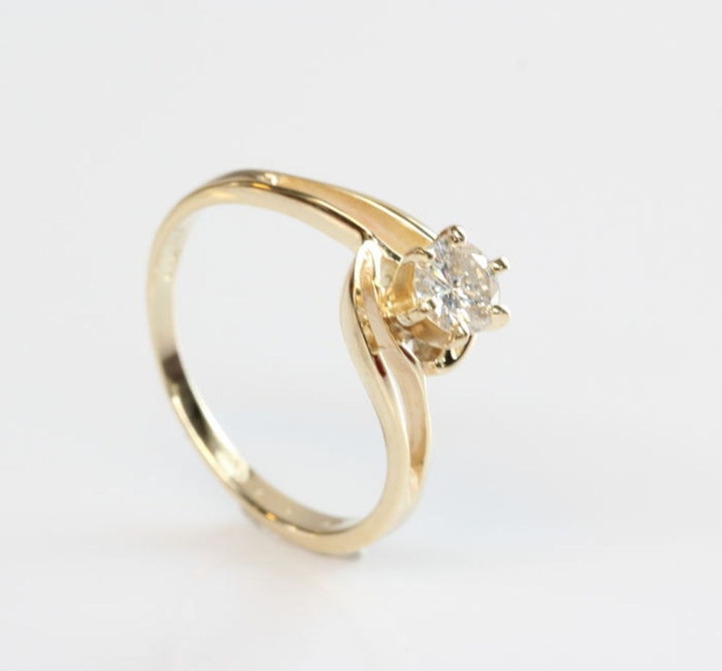 Diamond Engagement Ring-Solitaire 14K Yellow Gold Ring-0.40