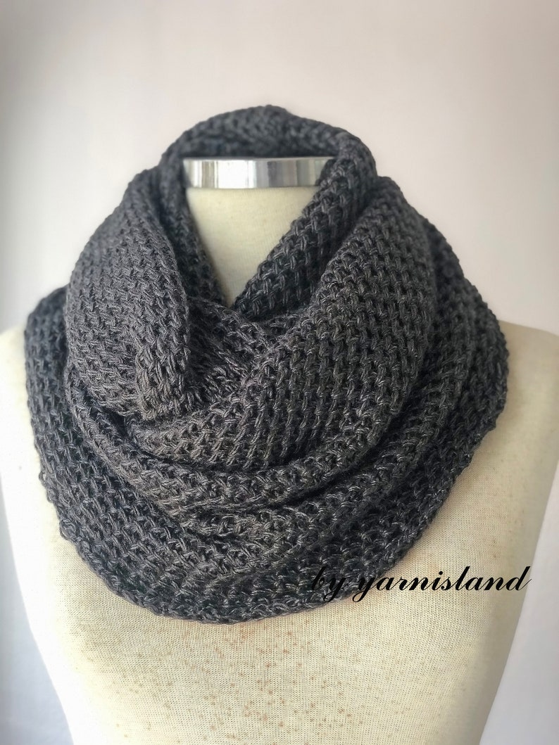 Fast delivery Knit scarf infinity scarf Cowl scarf Dark