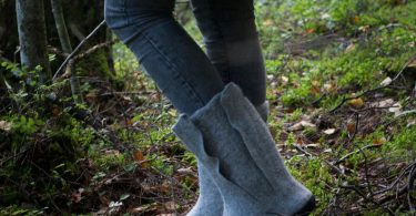 Grey felted boots for autumn and winter  boiled wool shoes