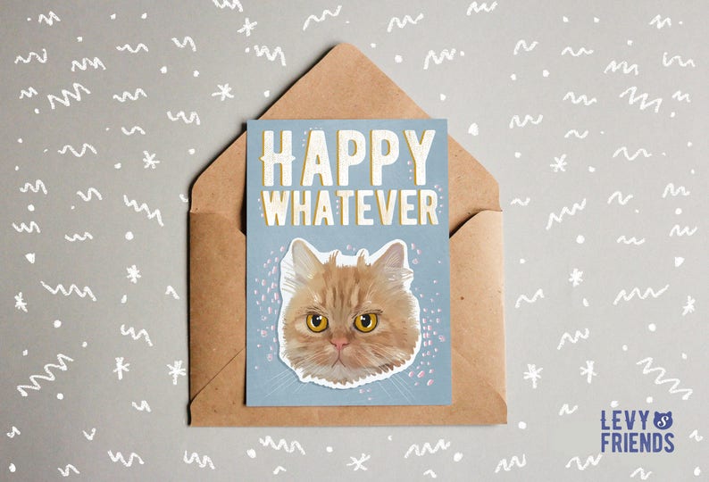 Happy whatever card Rude Birthday Card Rude Cat Card Funny