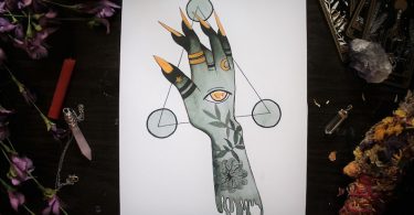 Inktober Witch Hand Black & Gold Ink Illustration Art Print