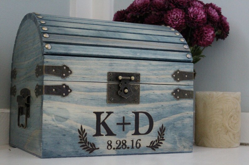 Lockable treasure chest wedding card box rustic wedding box