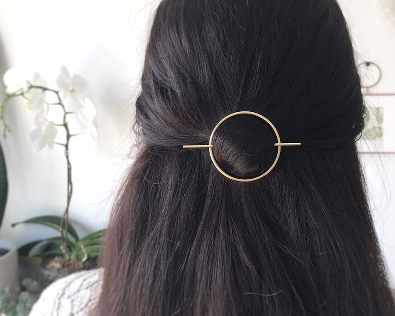 Minimalist gold hair accessories  brass hair clip  gold hair
