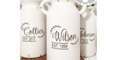 Personalized Ceramic Milk Can. Wedding Gift for the Newlyweds