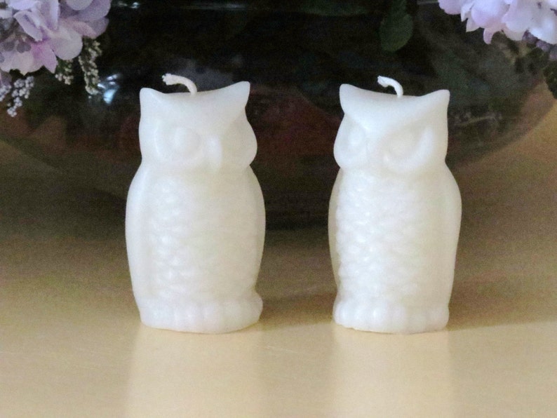 Pure Beeswax White/Ivory Owl Candle Set