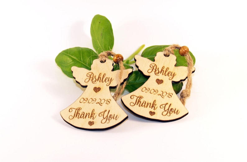 Rustic Baptism favors Christening favors Baptism wood angel