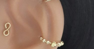 SALE 14K Gold Filled Beaded Helix Earring-Helix hoop Gold