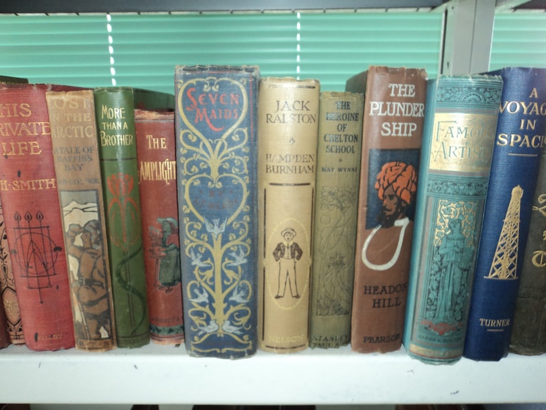 Set of 25 Vintage Books with Decorative or Pictorial Boards