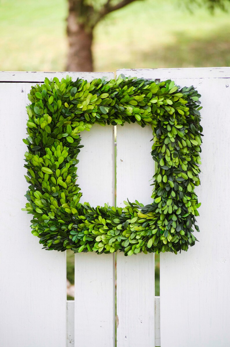 Square Preserved Boxwood Wreath spring wreath preserved