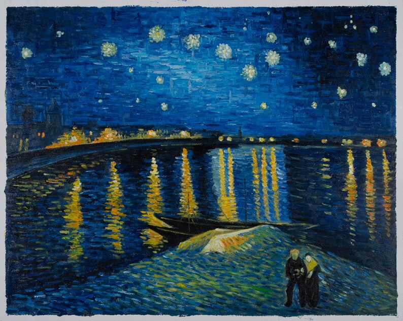 Van Gogh Starry Night over the Rhone painting hand-painted in