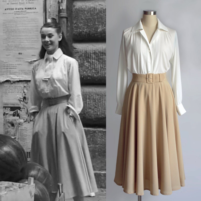 Vintage/ Audrey Hepburn/ Roman Holiday/ Skirt/ Circular Skirt/