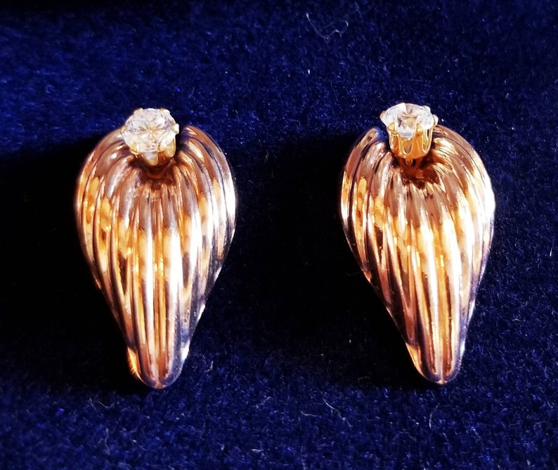 Vintage Michael Anthony Rhinestone Earrings with 14K Rose Gold