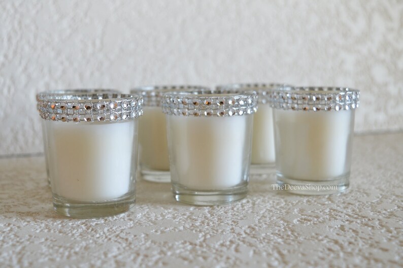 Votive Candles  Silver Bling Wedding Rhinestone Votives