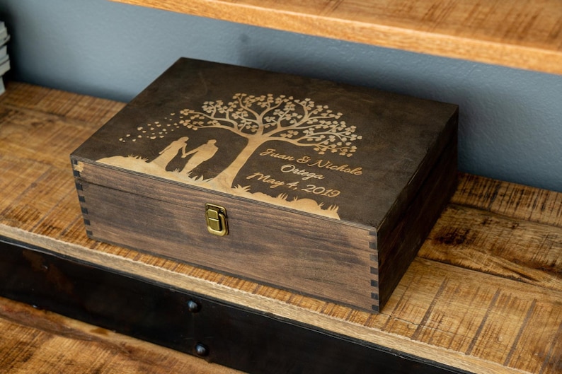 Wood Memory Box Rustic Wooden Keepsake Box Personalized