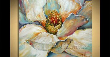 Acrylic and Oil large Magnolia Painting on canvas PALETTE