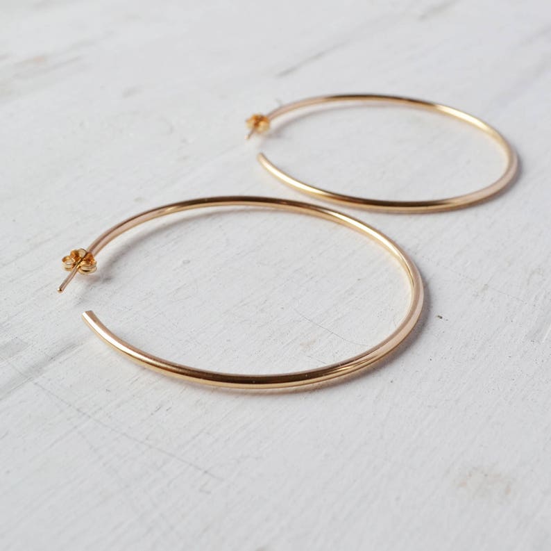 Classic Gold Hoop Earrings Minimalist Rose Gold Hoop Simple