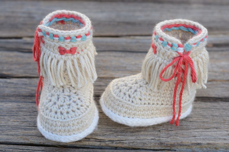 Crochet Baby Fringe Boots Baby Girl Boots Moccasin Fringe