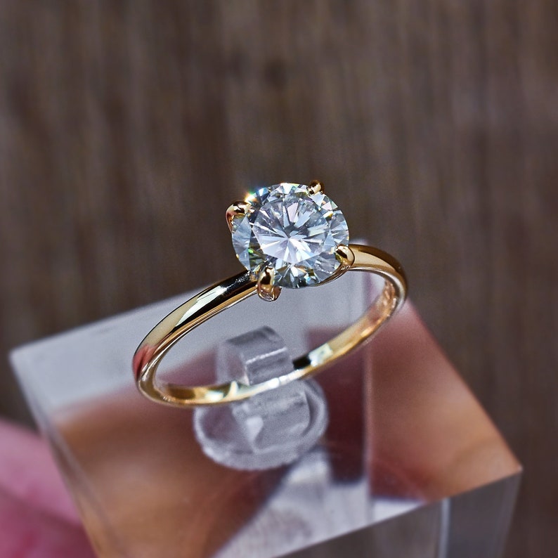 Engagement Ring 14k Gold Engagement Ring Moissanite Ring