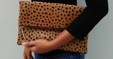 Leopard clutch Genuine leather leopard fold over clutch