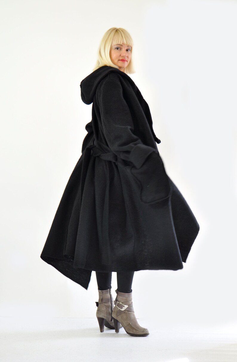 Plus Size Coat Hooded Coat Wool Coat Women Coat Long Coat