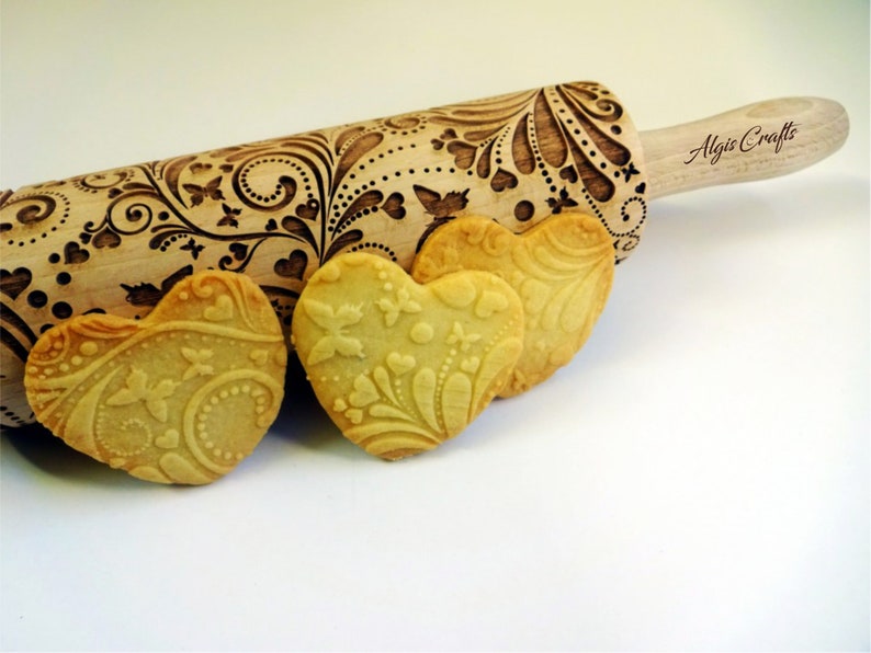 SPRING Embossing Rolling Pin. FLOWERS pattern. Engraved